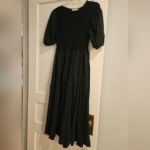 Black Puff-Sleeve Midi Dress, Brand: In February, Size: Large